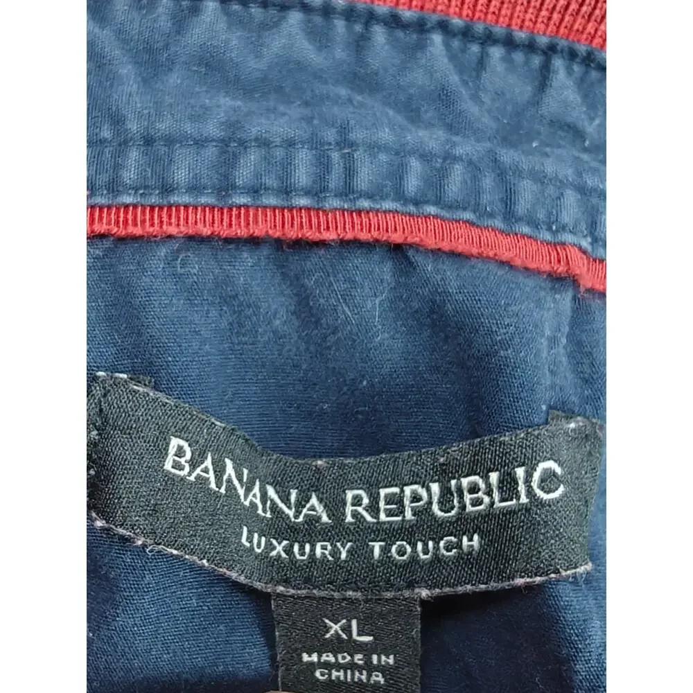 Men’s Banana Republic Luxury Touch Polo Shirt Red Navy Geometric Size XL